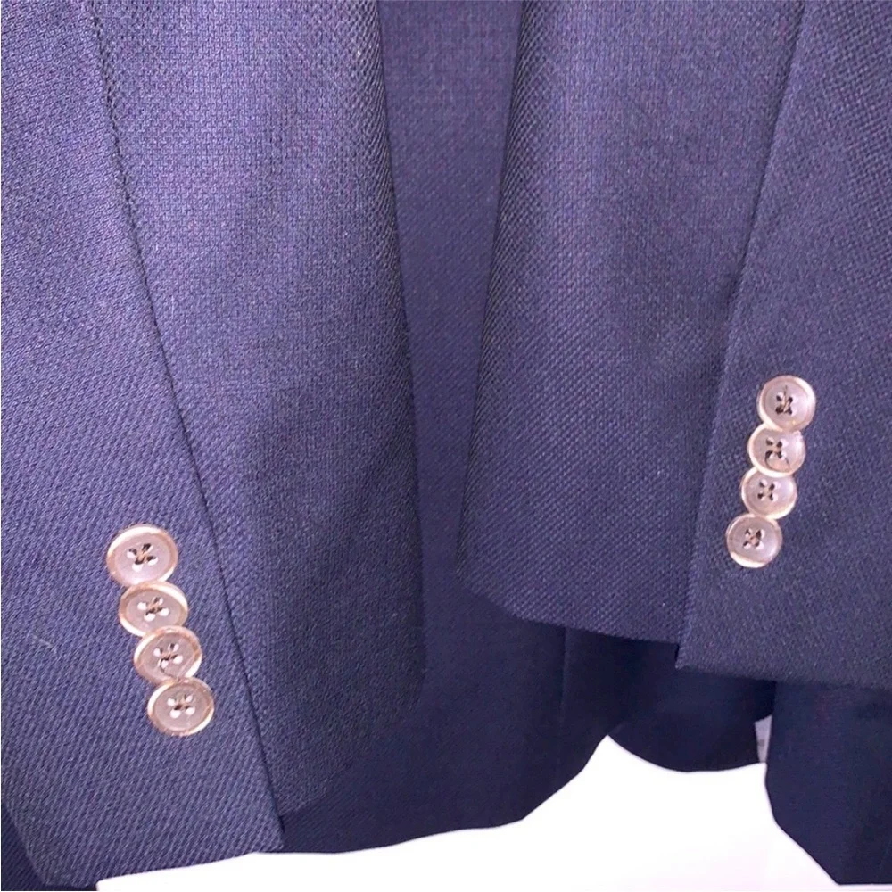Saks Fifth Avenue Blazer Wool Navy Blue Napoliwood Nautical Sports Coat Mens 44L